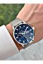 Functional 5 Atm Curved Glass Silver-Navy Blue Complete Steel Mesh Band Men's Wristwatch - 3