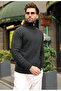 Anthracite Double Zipper Slim Fit Striped Men's Knitwear Cardigan E7522 - 2
