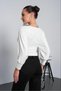 Women's White Boat Neck Waist-Slit Blouse Pc7003 - 7