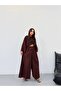 Women's Brown Wide Leg Pants with Elastic Waist Frv0227 - 4