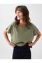 Khaki Loose Crew Neck Knitted T-Shirt - 3