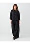 Black Shiny Jacquard Patterned Long Wide-Leg Trousers - 2