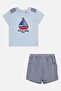 Toddlers Boy 3 Pcs Short Sleeve Top And Bottom Set, Multicolor - 2