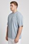 Men Crew Neck Short Sleeve Graphic Print T-Shirt, Stone Blue - 3