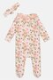 Toddlers Girl 2Pcs Floral Print Bodysuits With Headband Set, Multicolor - 3