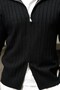 Black Double Zipper Slim Fit Striped Men's Knitwear Cardigan E7522 - 5