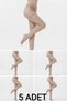 5-Pack Light Skin Color (51) 20 Den Thin Pantyhose Women's Daily Socks + Custom Made Sleep Band Gift - 3