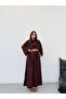 Women's Brown Wide Leg Pants with Elastic Waist Frv0227 - 2