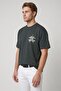 Men Crew Neck Short Sleeve Graphic Print T-Shirt, Dark Green - 3