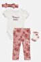 Toddlers Girl 4 Pcs Embroidered Bodysuit And Pants With Headband And Socks Set, Multicolor - 4