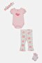 Toddlers Girl 4 Pcs Graphic Print Bodysuit And Pants With Headband And Socks Set, Multicolor - 2