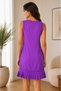 Purple Crew Neck Hem Pleated Sleeveless Viscose Dress - Size 38 Summer Casual Dress - 2
