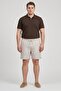 Men Regular Fit Chambray Basic Shorts, Beige - 2