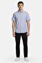 Men Regular Fit Short Sleeve Plain Casual Shirt, Blue - 2