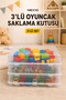 3-Piece Toy Storage Box with Transparent Lid, Stackable Kids' Room Organizer 32X20X10.5 cm
