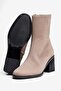 Women's Suede Boots Round Toe Zippered Thick Heeled Daily Ankle Boots Lara Mink - 5