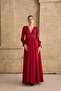 Women's Red Lace Detailed V-Neck Maxi Dress