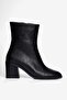 Women's Boots Round Toe Zippered Thick Heeled Daily Ankle Boots Lara Black - 2