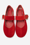 Genuine Leather Red Suede Women's Buckle Detailed Ballerinas Dear - 2