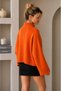 Women's Orange Spanish Bat Sleeve Knitwear Sweater Long Sleeve Short Length Cotton Solid Color - 2