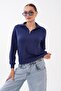 Women's Modal Sweatshirt with Zipper Detail on the Collar 265166 - - 3