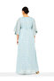 Light Blue A-Line Maxi Jalabiya with Golden Floral Foil - 4