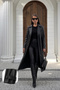Women's Black Lined Belted Stylish Oversized Elegant Long Faux Leather Trench Coat with Sleeve and Pocket Detailing - 2