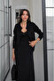 Black Openwork Knitwear Cardigan Blouse Skirt Set - 70021 - 5