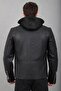 Detachable Mesh Hooded Faux Leather Coat Kmd 814_50515-1 - 7