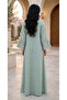 Floral Embroidered V Neck Jalabiya with Scalloped Cuffs - 2