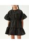 Girl's Black Jacquard Ruffle Dress