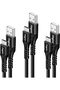 كابل USB C، مجموعة من 3 قطع بطول 3 أقدام + 6 أقدام + 10 أقدام، كابل نايلون مضفر من نوع USB C للشحن السريع والمزامنة، متوافق