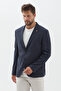 Polonara Men's Dark Navy Blue Half-Lined Polyviscon Blend Sports Blazer Jacket with Pocket - 5