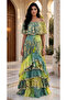 Off Shoulder Metallic Tiered Maxi Jalabiya