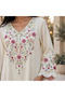 Paisley Embroidered V Neck Jalabiya with Scalloped Sleeves - 2