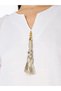 Off-White A-Line Maxi Jalabiya with Metallic Gold Panels - 3