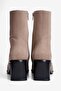 Women's Suede Boots Round Toe Zippered Thick Heeled Daily Ankle Boots Lara Mink - 3