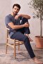 Cotton Short Sleeve Patterned Men's Pajamas Set - 2