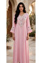 Paisley Embroidered V Neck Jalabiya with Scalloped Sleeves