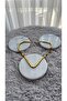 Women's Necklace Gold Chain Geometric Sequin Detailed Thick Stylish Necklace 23 cm - 2