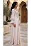 Floral Embroidered V Neck Jalabiya with Scalloped Cuffs - 2