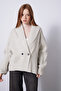 Oversize Shawl Collar Wool Cardigan Ecru