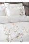 Avoria Embroidered Cotton Satin Double Duvet Cover Set - Cream - 3