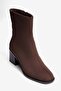 Women's Suede Boots Round Toe Zippered Thick Heeled Daily Ankle Boots Lara Brown - 4