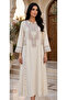 Geometric Embroidered Notch Neck Maxi Jalabiya