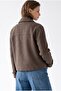 4966 Women's Double-Breasted Ribbed Short Coat with Collar Brown - 7