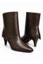 Women's Brown Leather Stylish Heeled Boots with Gaiters