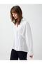 White Pleated Detailed Long Sleeve Poplin Shirt - 3