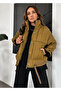 High Collar Zippered Pocket Comfortable Cut Special Design Coat - 3