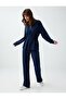 Navy Blue Pocket Detailed Straight Cut Camisole Trousers - 3